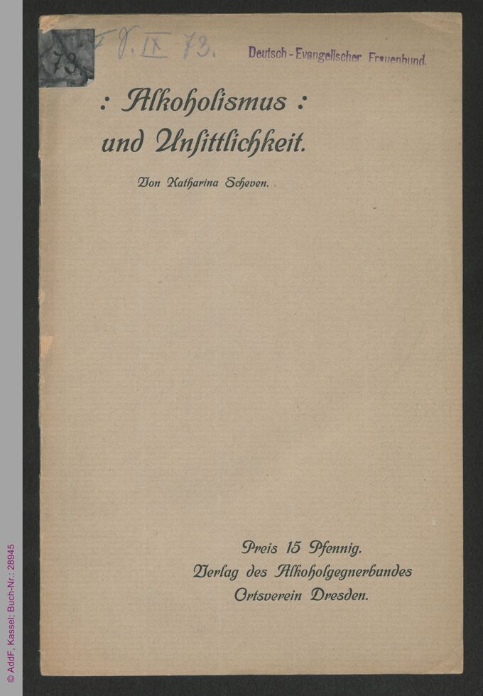 Alkoholismus und Unsittlichkeit : Vortrag gehalten am 12. Dezember 1908 zur Ausstellung gegen den Alkoholismus in Dresden / Seite 1