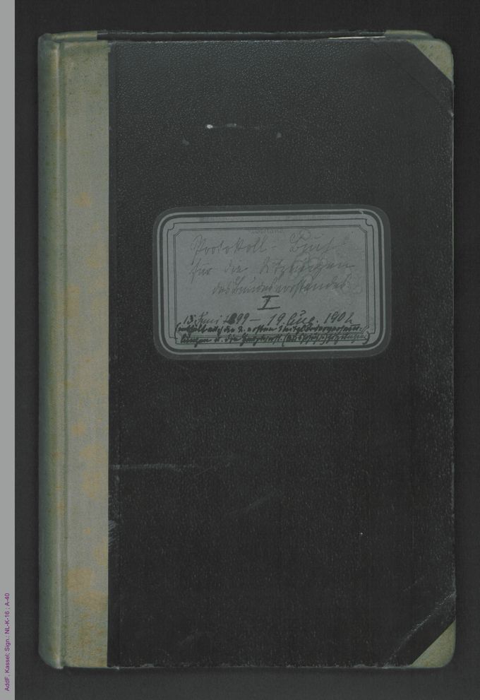 Protokoll-Buch für die Sitzungen des Bundesvorstandes I 15. Juni 1899 - 19. Aug. 1902 / Seite 1