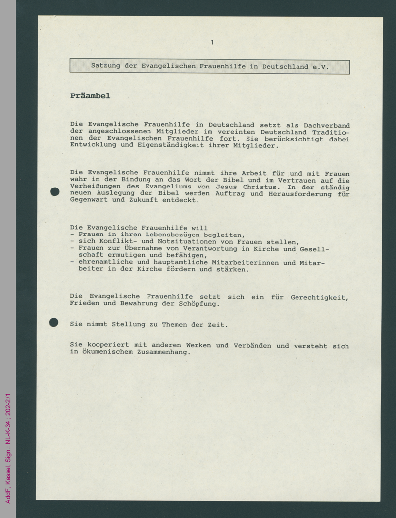 Satzung der EFHiD vom 18.5.1992