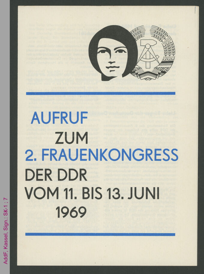 Aufruf zum 2. Frauenkongress der DDR vom 11. bis 13. Juni 1969 / Seite 1