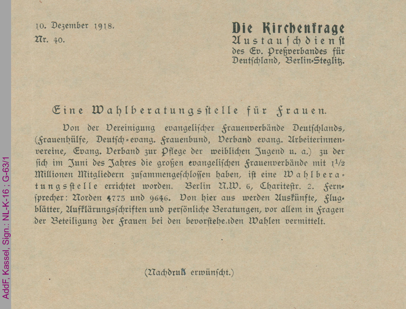 Wahlberatungsstelle für Frauen