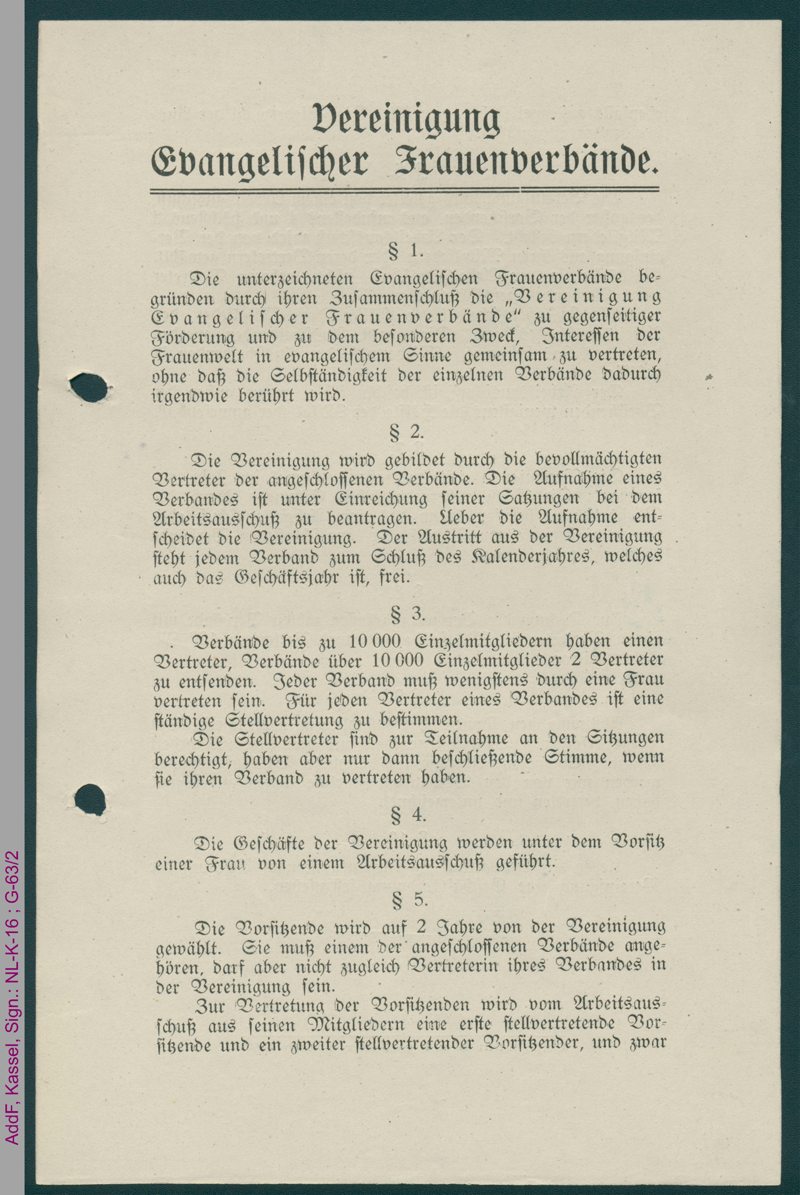 Gründungsdokument der VEFD