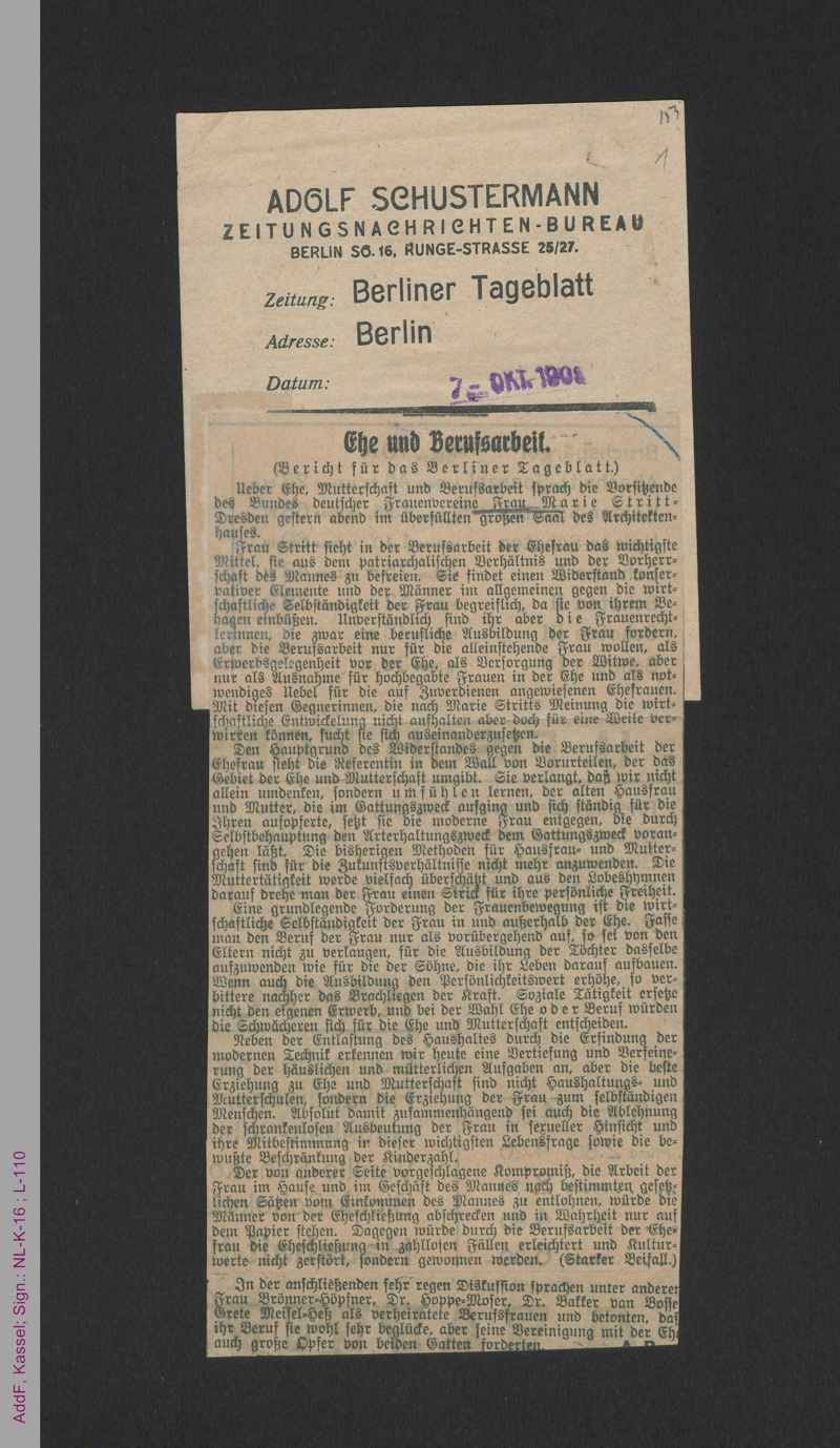 Sammlung: Frauenfrage. Berufsfragen. 1926-1932