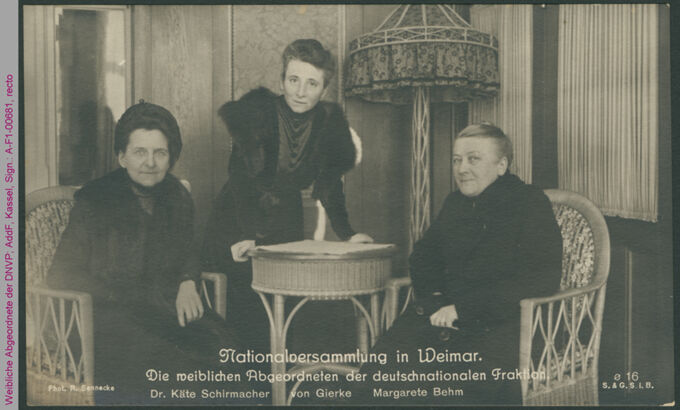 Weibliche Abgeordnete der DNVP, Weimarer Nationalversammlung