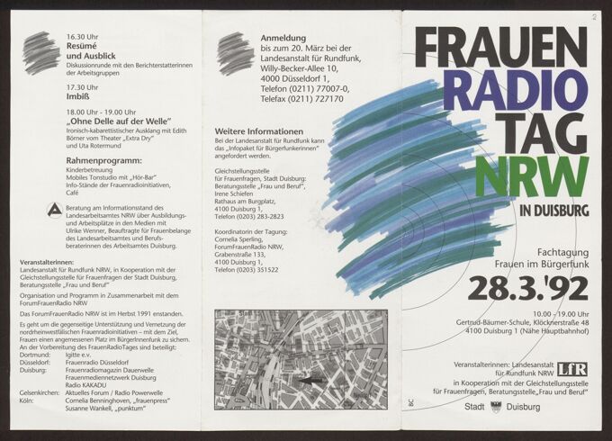 Frauenradiotag in NRW in Duisburg. Fachtagung Frauen im Bürgerfunk 28.3.'92