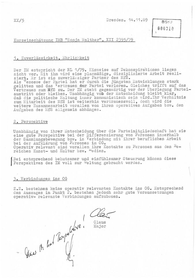 Kurzeinschätzung IMB "Sonja Walther"