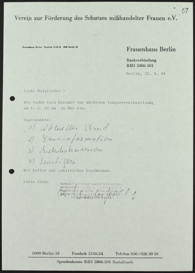Vereinsangelegenheiten: I.3. Mitgliederversammlungen