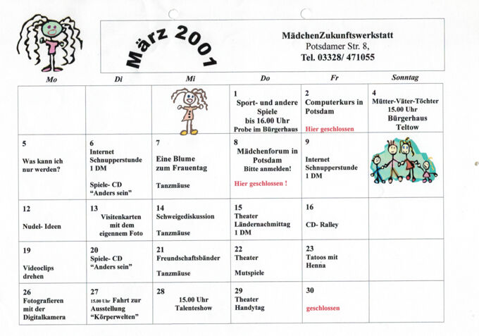 MädchenZunkunftsWerkstatt\[W9]\Veranstaltungen 2001