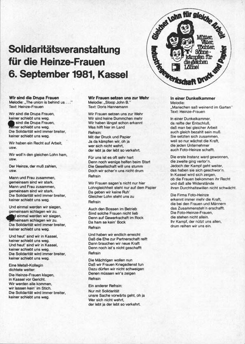 Solidaritätsveranstaltung für die Heinze-Frauen, 6. September 1981, Kassel