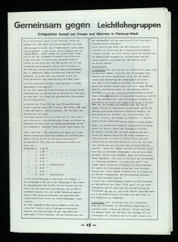 Frauenzeitung : Frauen gemeinsam sind stark ; zwischen Kochtopf und Maloche (1976)9/10 / Seite 15