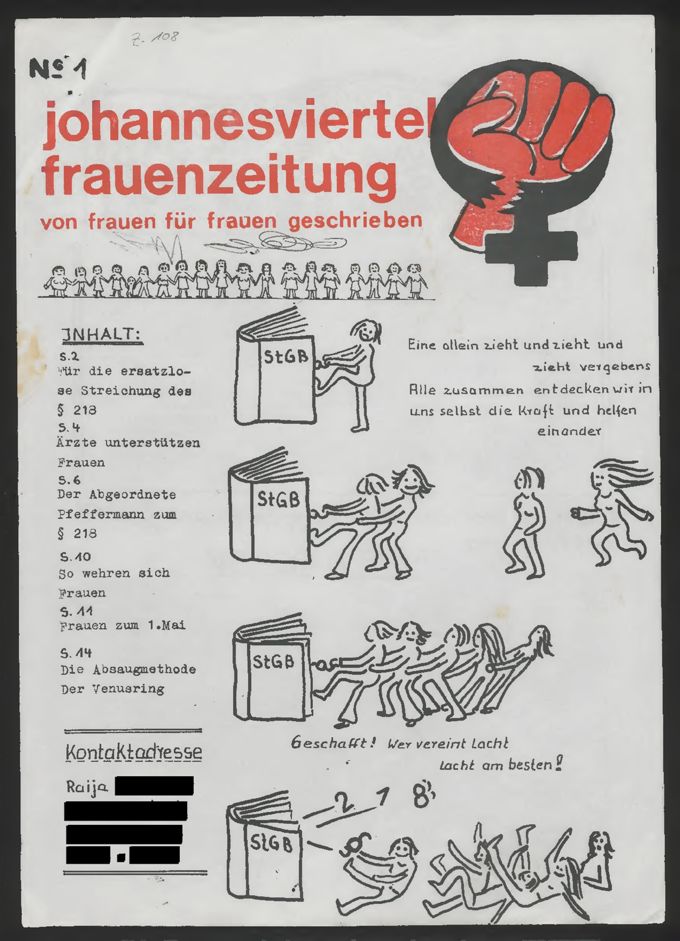 Johannesviertel-Frauenzeitung : von Frauen für Frauen geschrieben (1974)1 / Seite 1