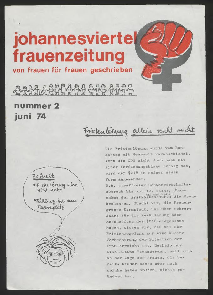 Johannesviertel-Frauenzeitung : von Frauen für Frauen geschrieben (1974)2 / Seite 1