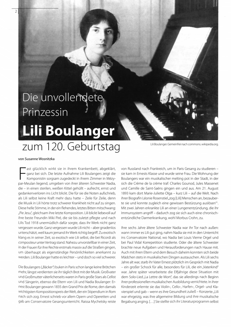 Lili Boulanger zum 120. Geburtstag : Die unvollendete Prinzessin
