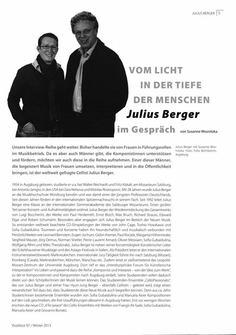 Vom Licht in der Tiefe der Menschen : Julius Berger im Gespräch
