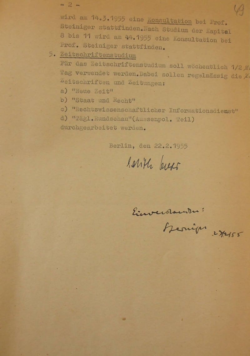 Arbeitsplan vom 21.2. bis 4.4.1955