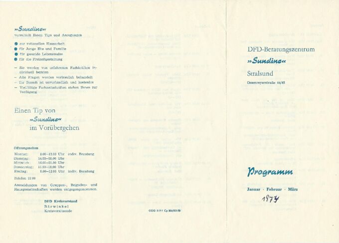 Programm Januar, Februar, März 1974 / Seite 1
