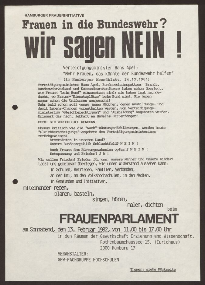 Frauenparlament am 13. Februar 1982