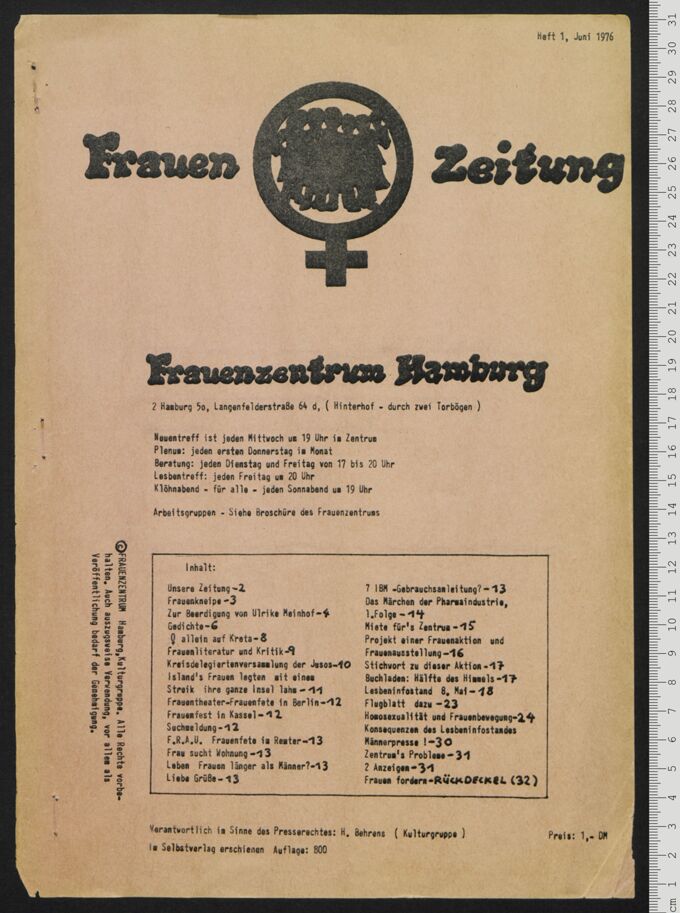 Hamburger Frauenzeitung Digitales Deutsches Frauenarchiv