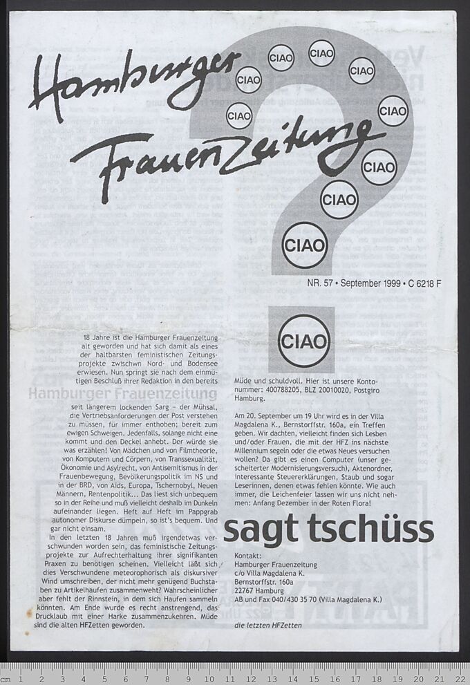 Hamburger Frauenzeitung 19(1999)57 / Seite 1