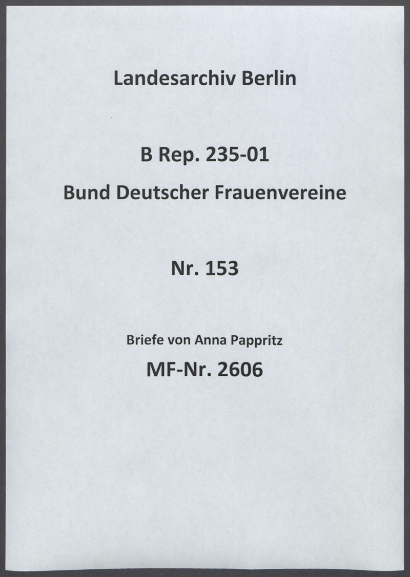 Briefe von Anna Pappritz