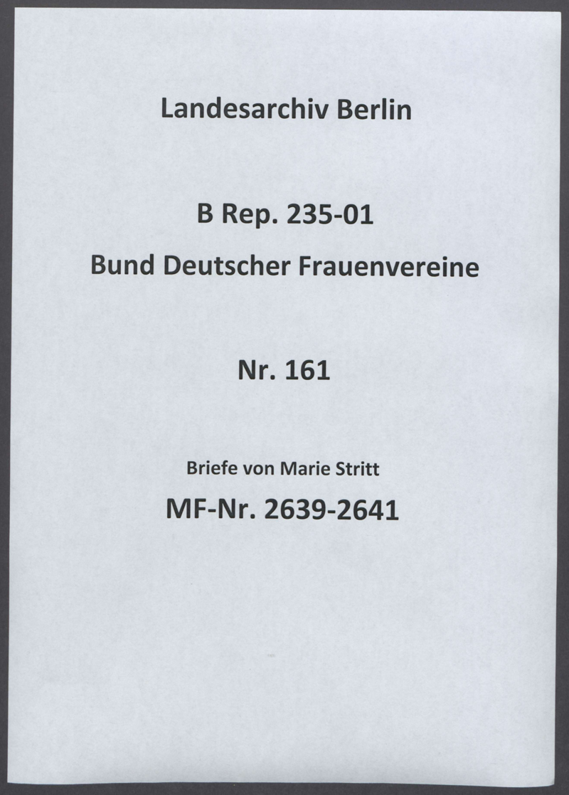 Briefe von Marie Stritt