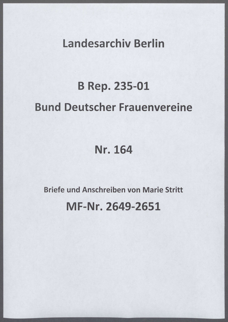 Briefe und Anschreiben von Marie Stritt