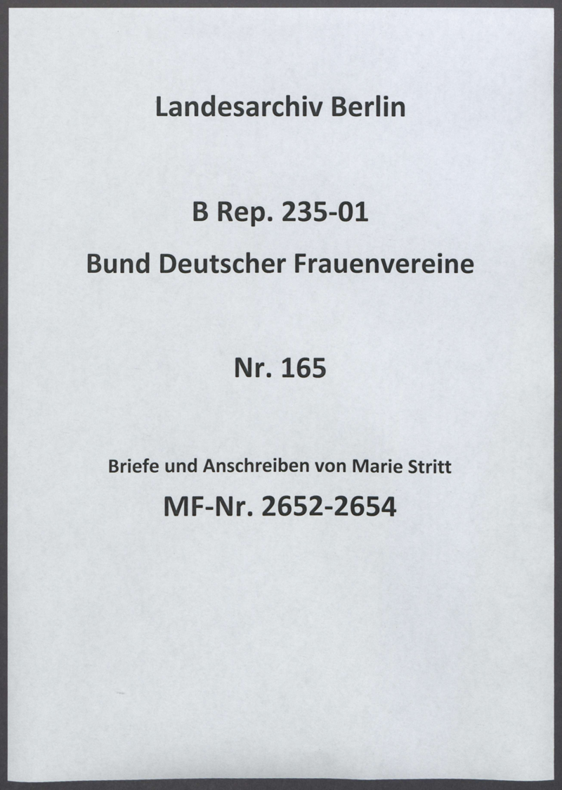 Briefe und Anschreiben von Marie Stritt