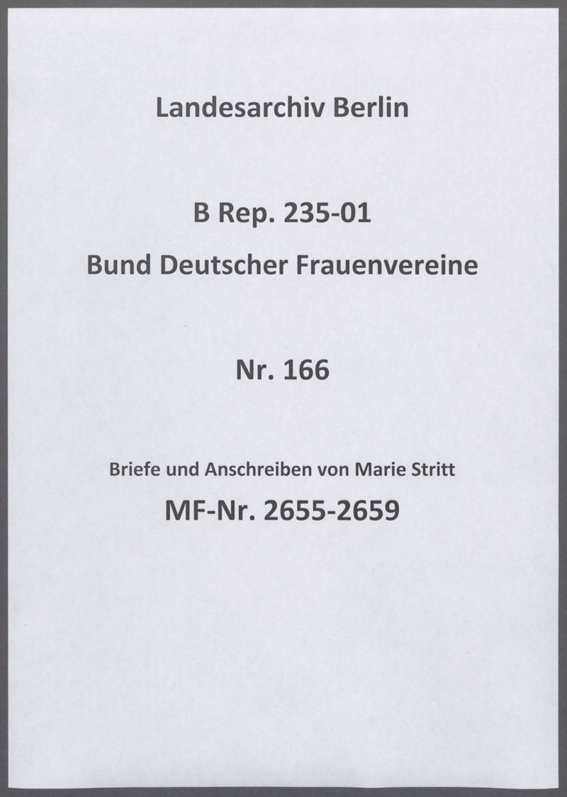 Briefe und Anschreiben von Marie Stritt