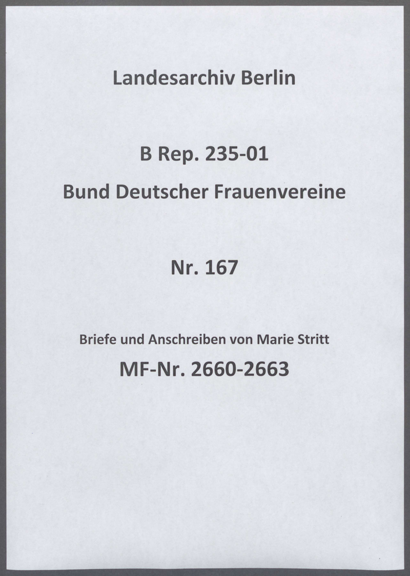 Briefe und Anschreiben von Marie Stritt