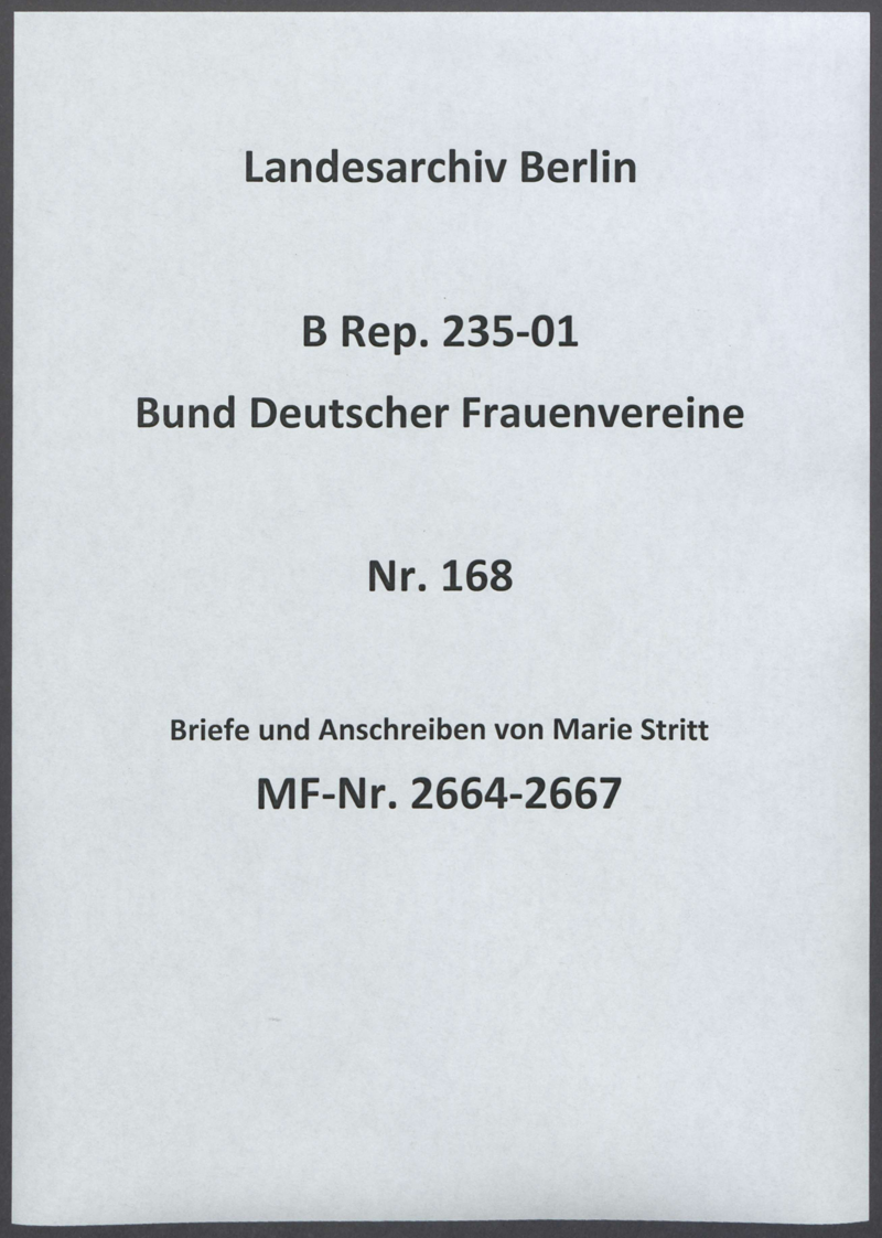 Briefe und Anschreiben von Marie Stritt