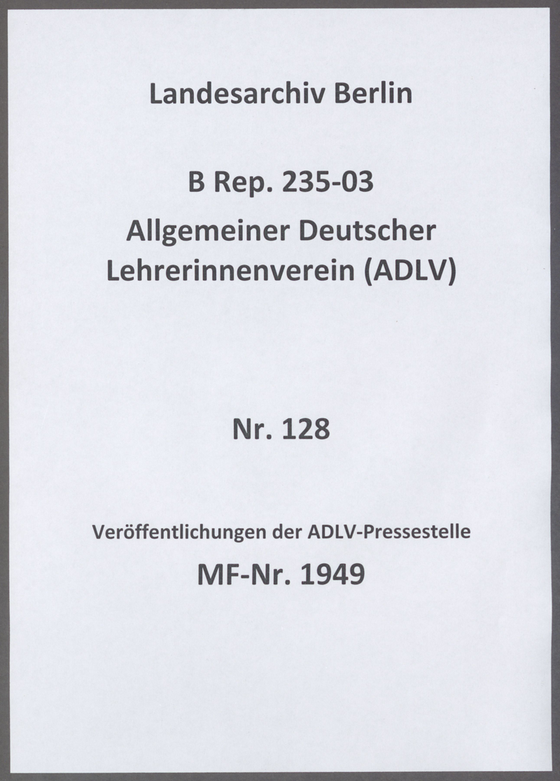 Veröffentlichungen der ADLV-Pressestelle (Irma Stoss, Hamburg)