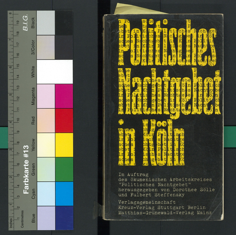 Buchcover des ersten Bandes mit Protokollen der Politischen Nachtgebete: "Politisches Nachtgebet in Köln". Die Frauenthemen sind jedoch nicht enthalten.