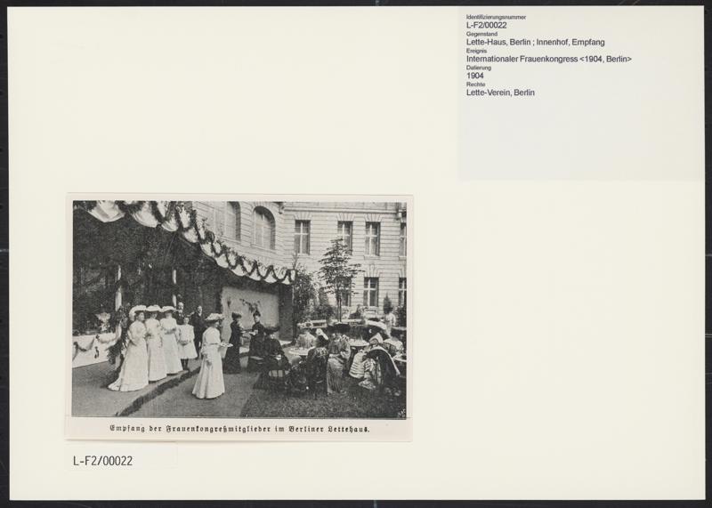 3. Internationaler Frauenkongress in Berlin vom 12. bis 19. Juni 1904. Empfang im Lette-Haus