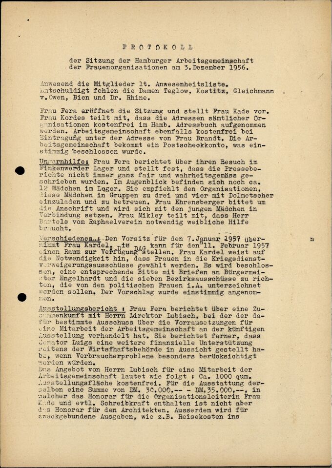 AHF MV Protokoll 3.12.1956 / Seite 1
