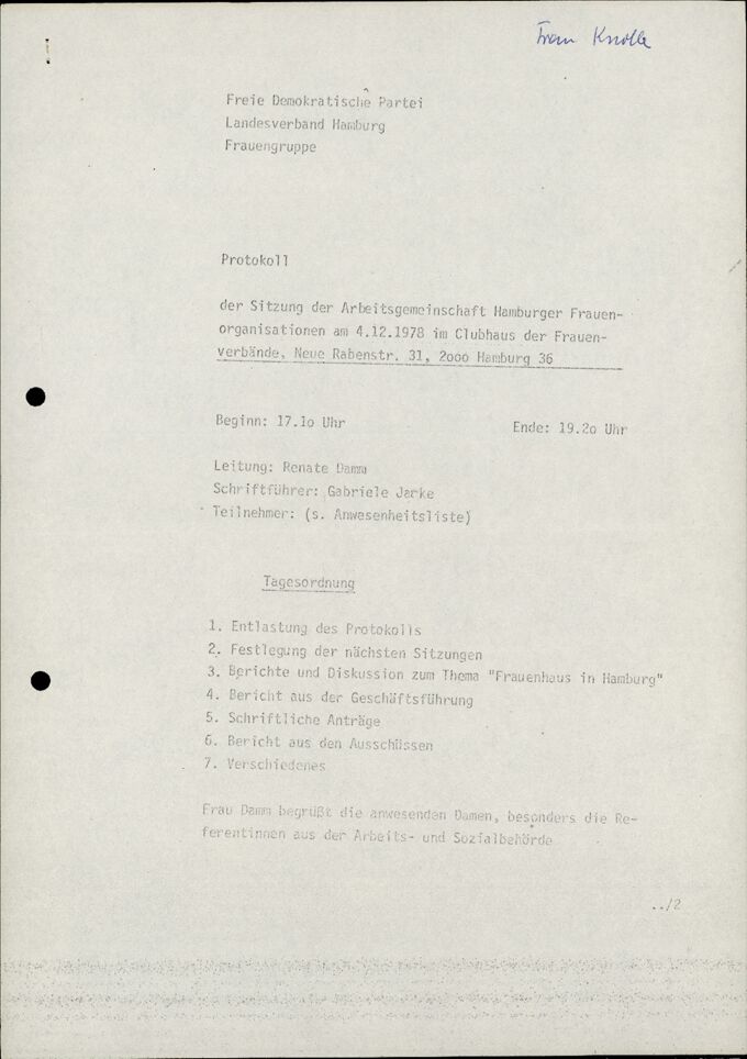 AHF MV Protokoll 4.12.1978 / Seite 1