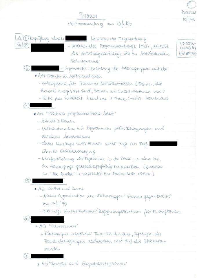Protokoll : Vollversammlung am 10/1/90 / Seite 1