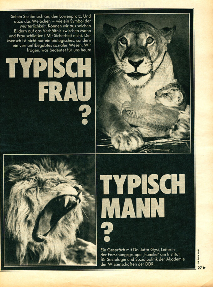 Interview: Typisch Frau? Typisch Mann? / Seite 1