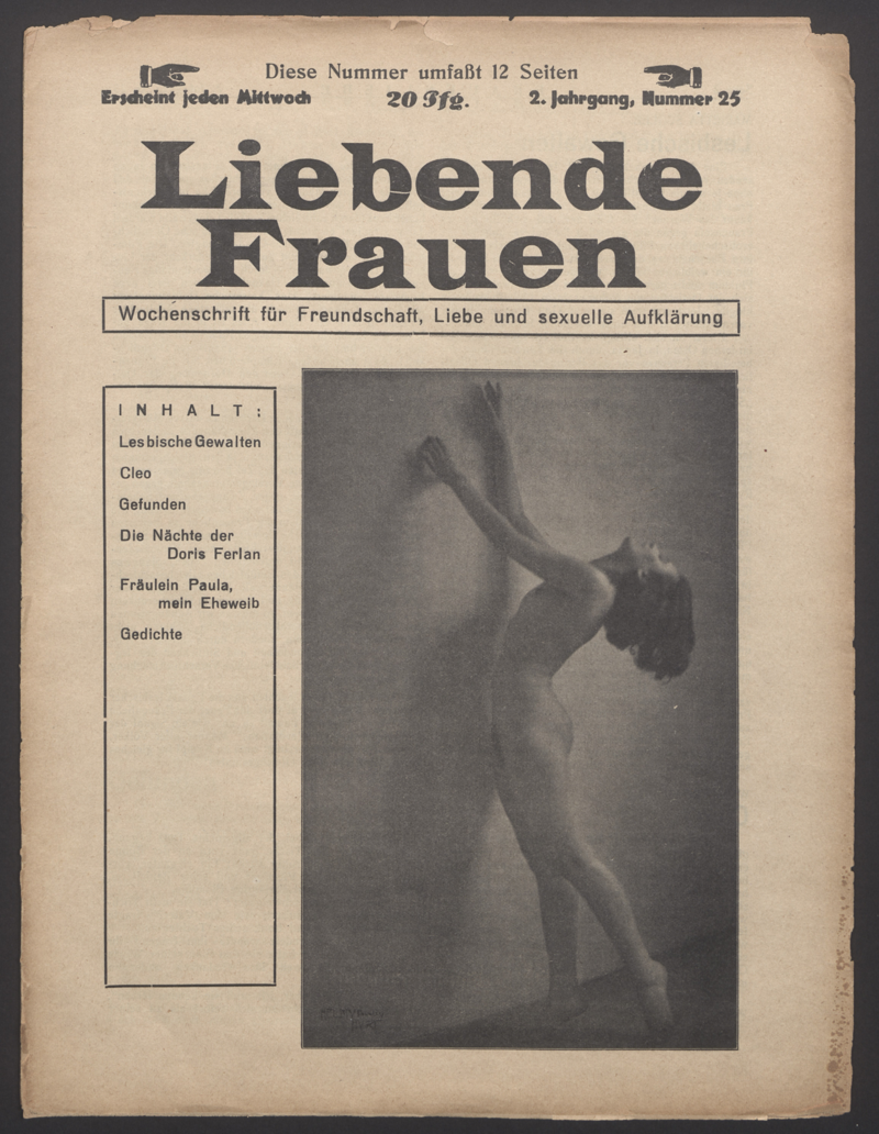 Liebende Frauen : Wochenschrift für Freundschaft, Liebe und sexuelle Aufklärung 2(1927)25