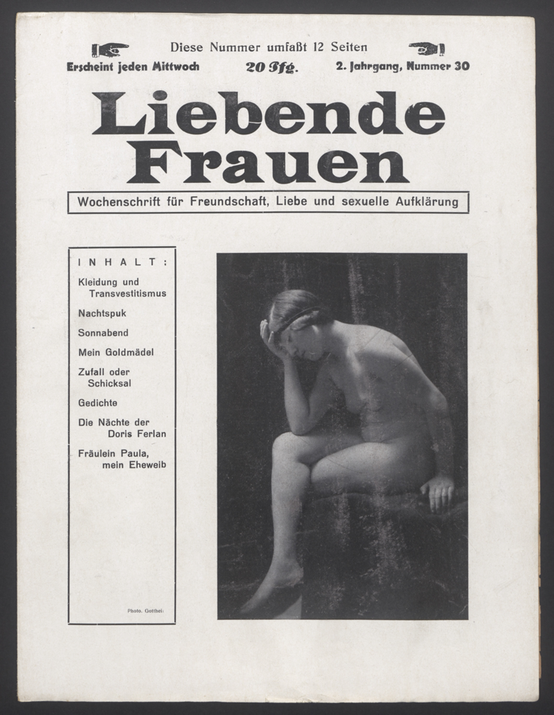 Liebende Frauen : Wochenschrift für Freundschaft, Liebe und sexuelle Aufklärung 2(1927)30