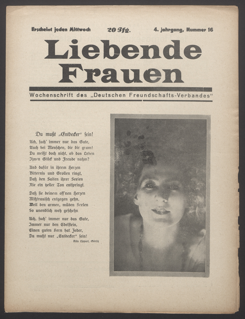 Liebende Frauen : Wochenschrift des "Deutschen Freundschafts-Verbandes" 4(1929)16