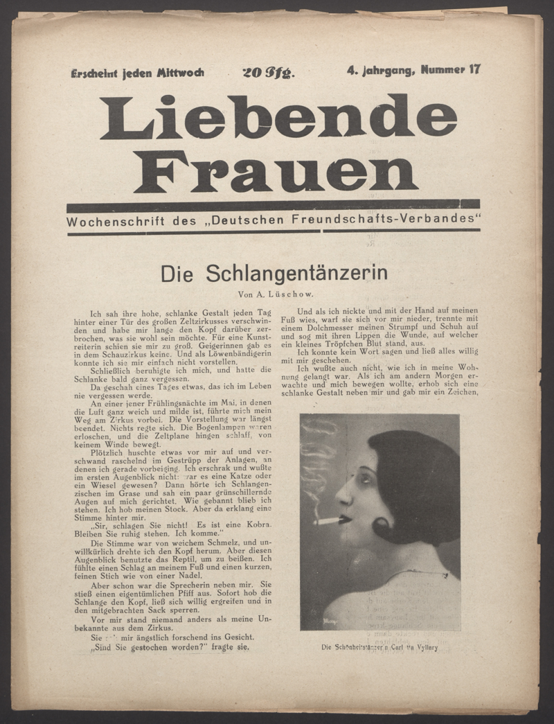 Liebende Frauen : Wochenschrift des "Deutschen Freundschafts-Verbandes" 4(1929)17