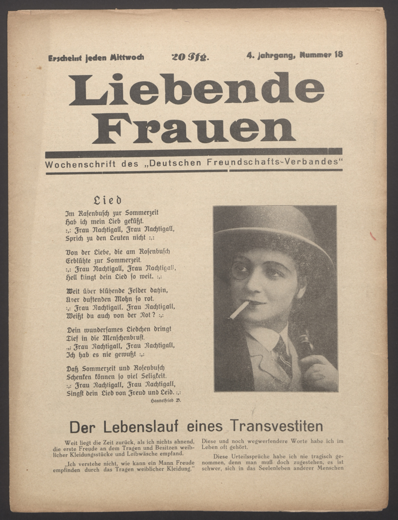 Liebende Frauen : Wochenschrift des "Deutschen Freundschafts-Verbandes" 4(1929)18
