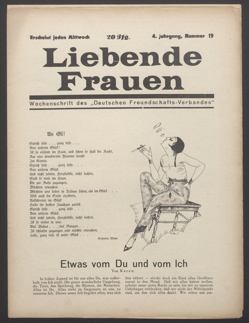 Liebende Frauen : Wochenschrift des "Deutschen Freundschafts-Verbandes" 4(1929)19