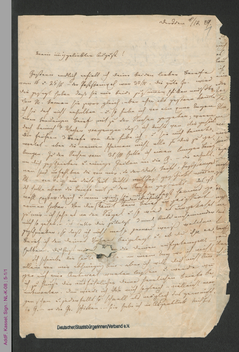 Brief von Louise Otto-Peters an August Peters
