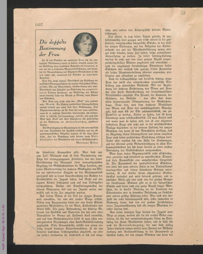 Sammlung: Frauenfrage. Allgemeines. 1926-1932 / Seite 58