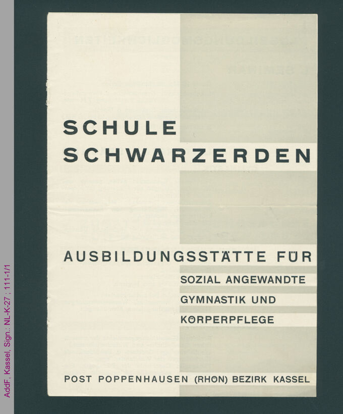 Broschüre der Schule Schwarzerden, ca. 1933 / Seite 1