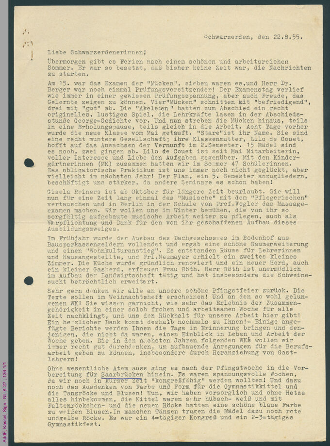 Vorwort der Bundesmitteilungen August 1955 / Seite 1