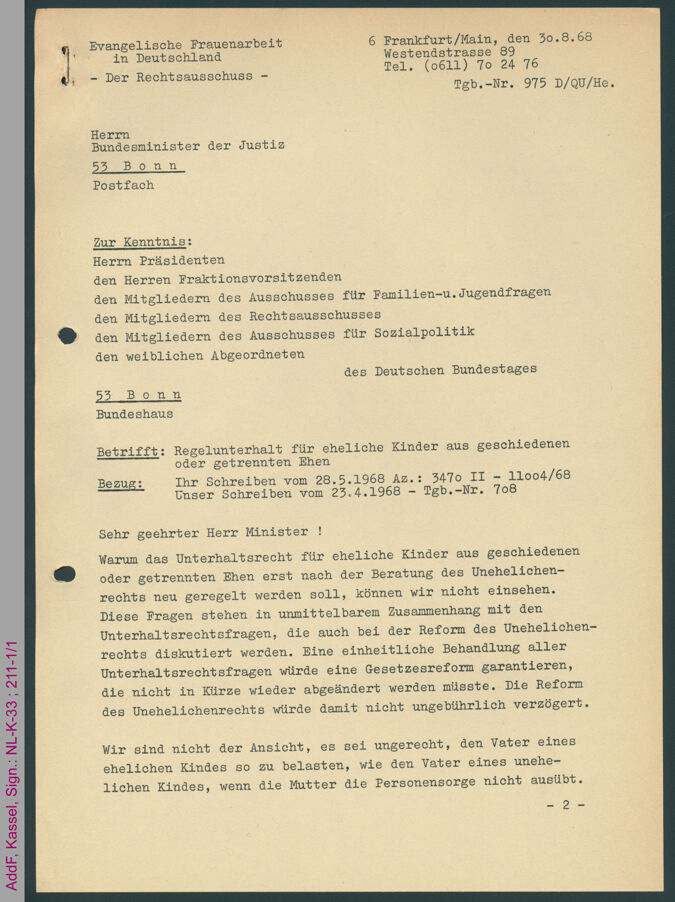 Regelunterhalt für eheliche Kinder aus geschiedenen oder getrennten Ehen / Seite 1