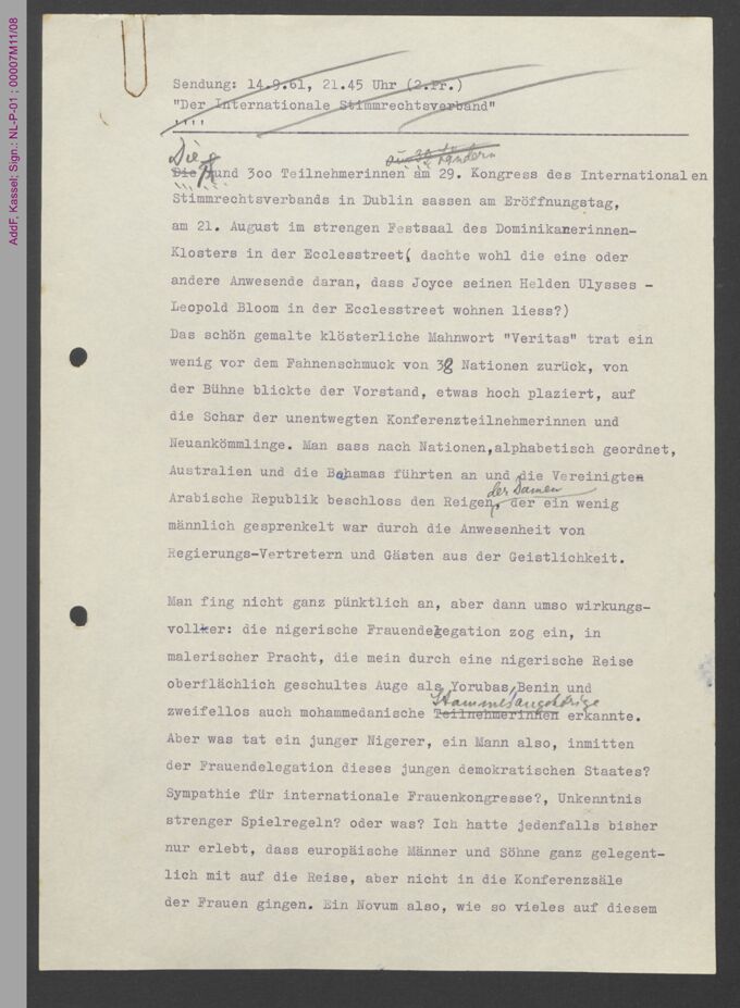Berichte über den 29. Kongress des Internationalen Stimmrechtsverbands in Dublin 1961 / Seite 3