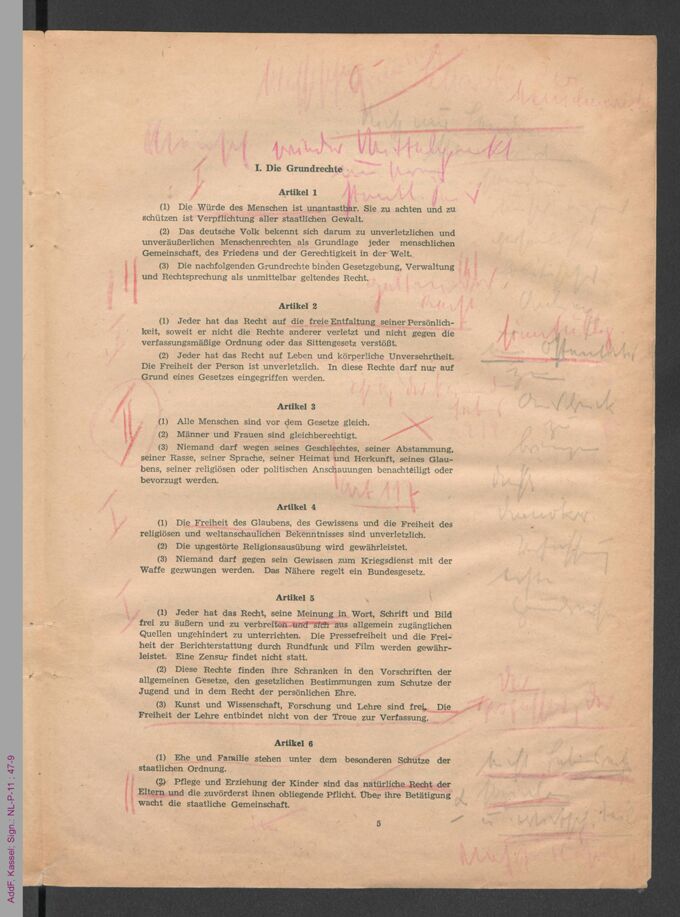 Grundgesetz der Bundesrepublik Deutschland, beschlossen in Bonn am 08.05.1949 / Seite 5